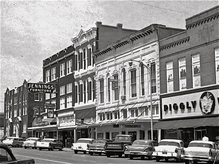 Historic downtown Denison, Texas: Jennings Furniture Company on Main Street, circa 1950s